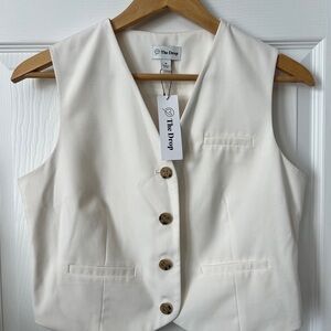 The Drop Women's White Button-Down Vest
